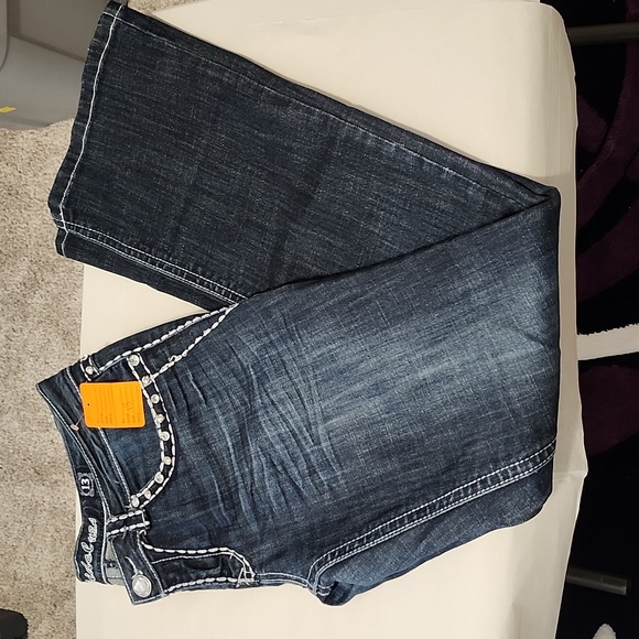 L.A. Idol Women's Boot Cut Jeans - Dark Blue with White Accents - Picture 10 of 11